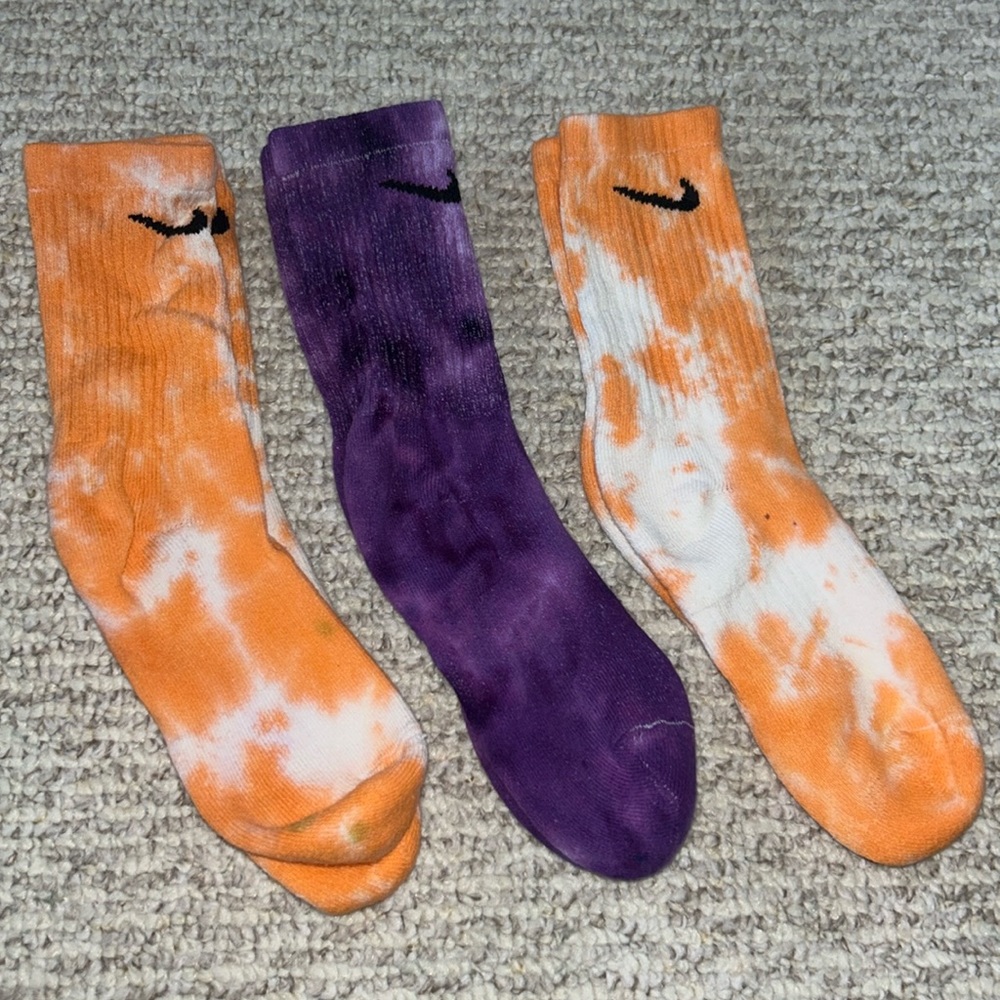 Set of 3 Custom Tie Dyed Tall Nike Socks